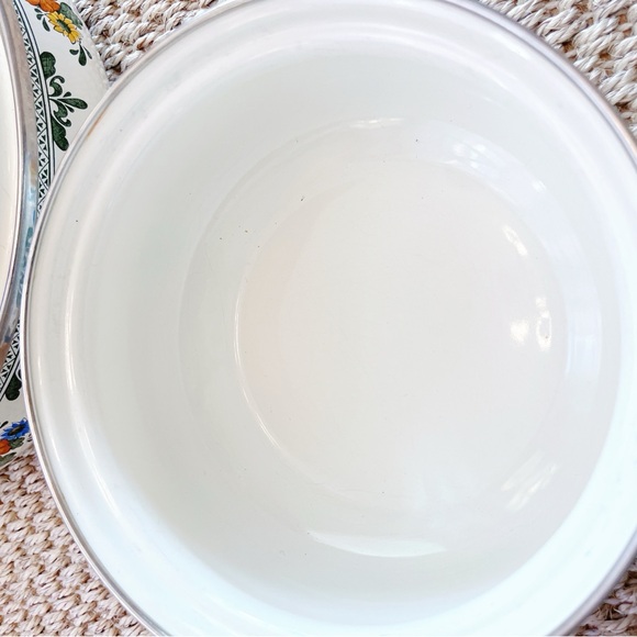 Vintage 1960s Asta Kamenstein Style Floral Enamel & Brass Cookware Set - Picture 9 of 14